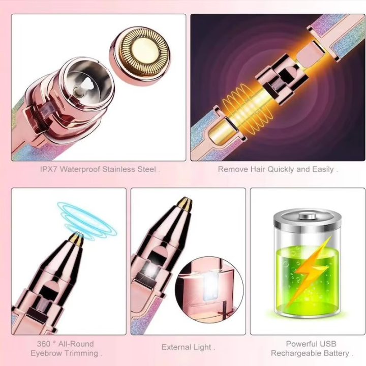 2-in-1 Electric Eyebrow Trimmer with LED Light