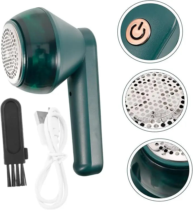 USB rechargeable lint remover with charging cable and cleaning brush