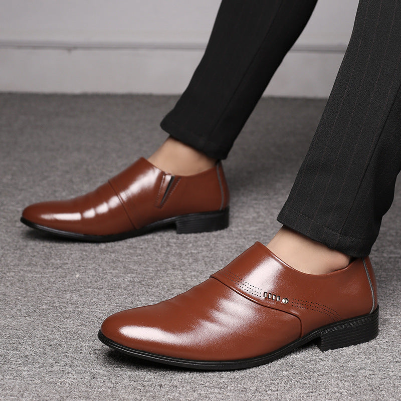 Casual pointed toe shoes men leather shoes men - PrimeKart Pakistan