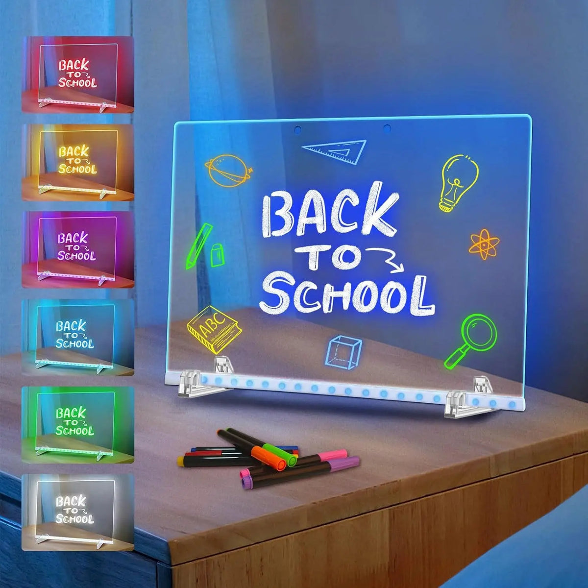3D magic drawing board with neon markers, 20x20 cm