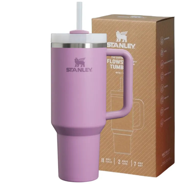 Stanley-style quencher tumbler with handle and straw in color variants