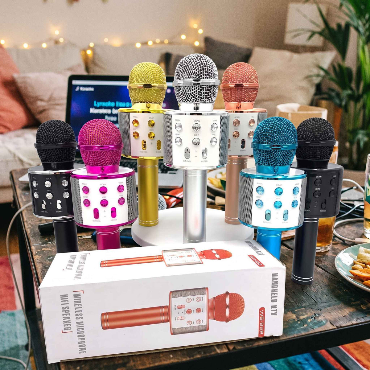 WS-858 Bluetooth microphone product shot with speaker grille