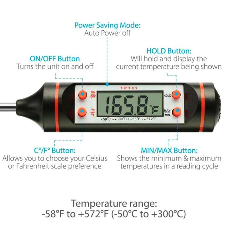 TP101 digital probe thermometer for BBQ meat cooking