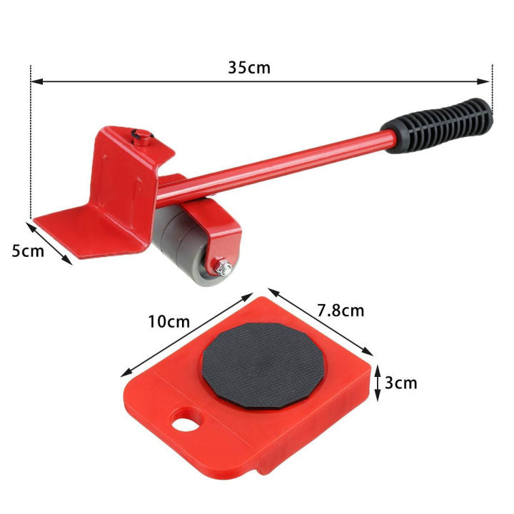 Furniture lifter bar raising a furniture corner — shifter tool demonstration