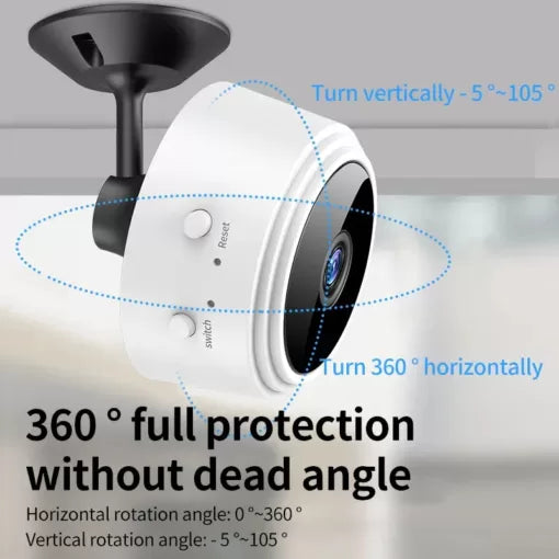 Small discreet security camera with hook-type stand