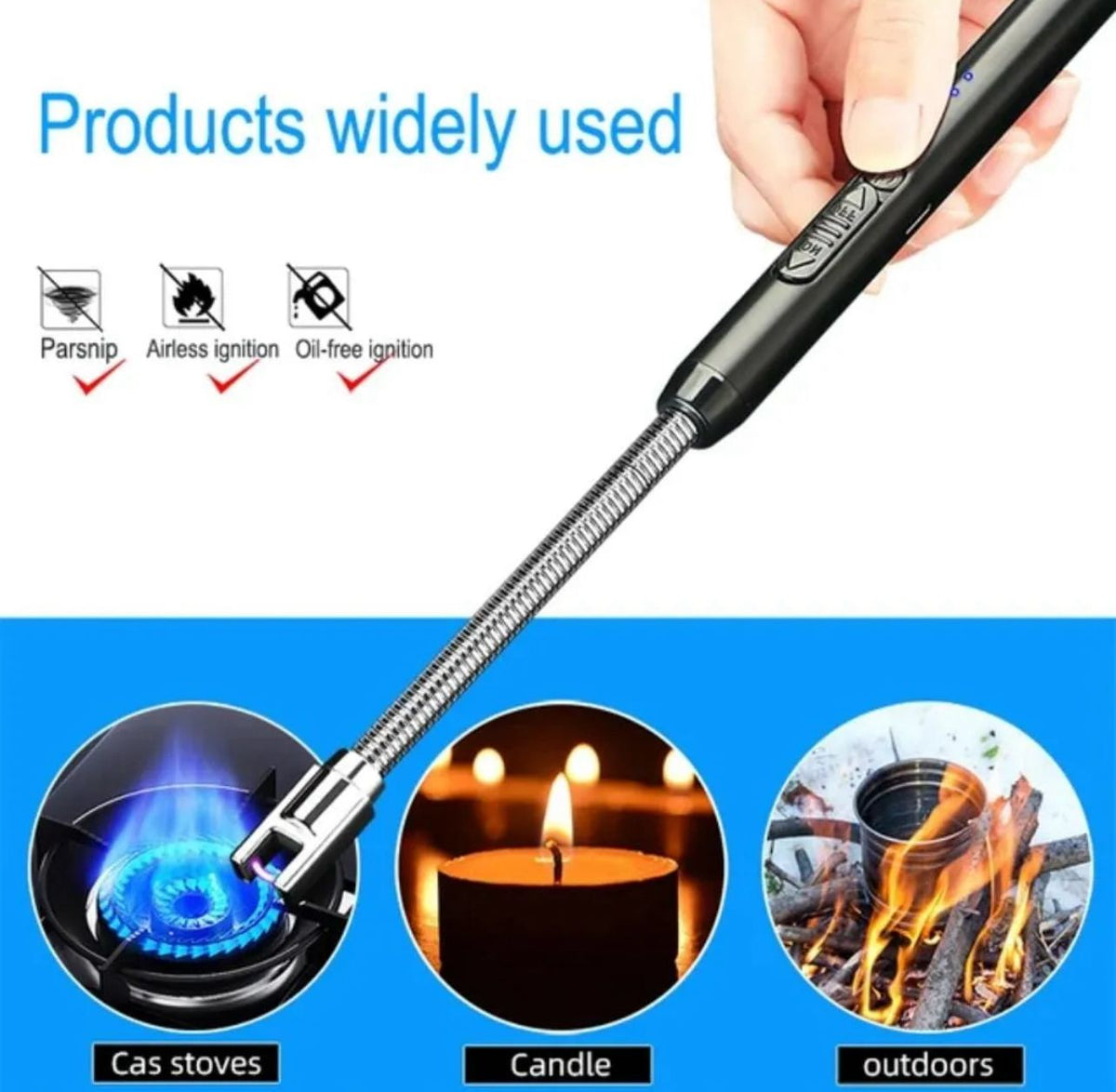 USB arc lighter lighting a gas stove, candle and campfire: windproof flameless arc ignition