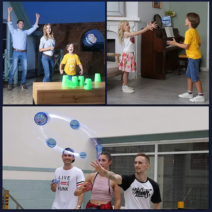 Gesture-controlled hover flying ball toy, mesh cage orb