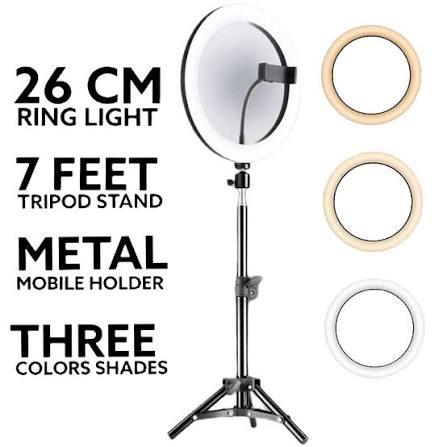 Ring light with tripod stand setup, USB powered LED fill light for creators