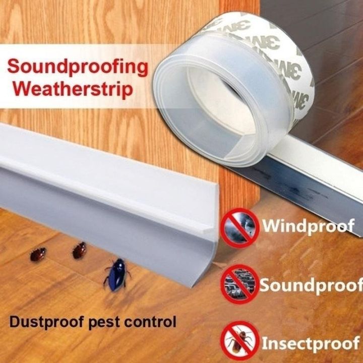 Soundproofing weatherstrip tape — transparent silicone roll with 3M adhesive backing for windproof, dustproof and pest-control door sealing