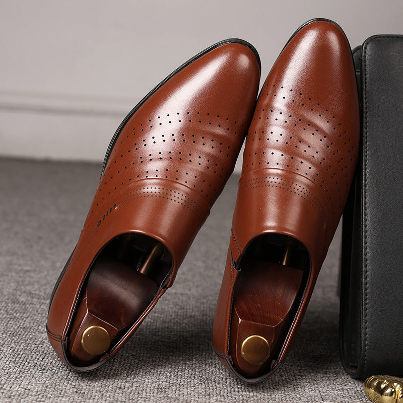 Casual pointed toe shoes men leather shoes men - PrimeKart Pakistan