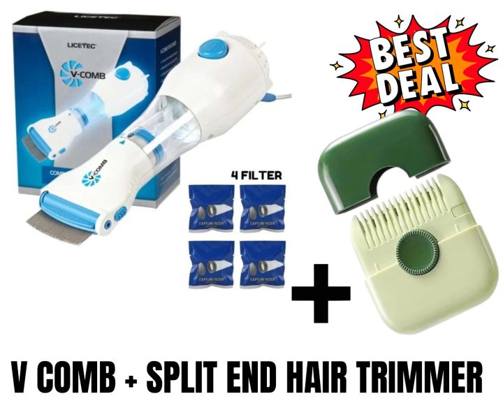 V-Comb electric anti-lice vacuum comb with retail box and 4 disposable capture filters