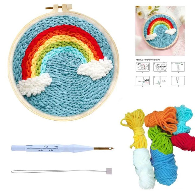 Embroidery starter kit with rainbow hoop – main view