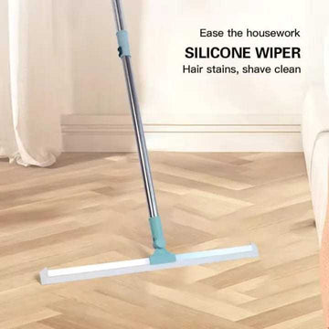 Silicone magic broom full view — long telescopic handle with wide flat silicone squeegee blade head