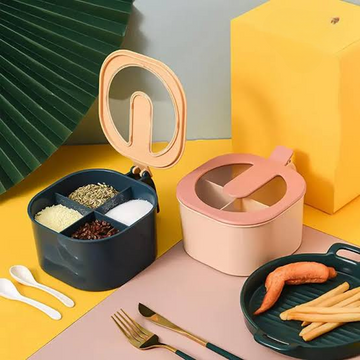 4-in-1 partition kitchen seasoning box with 4 spice compartments