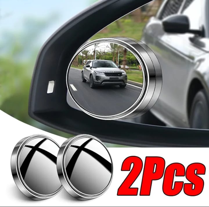 Pair of round convex blind spot mirrors for cars, stick-on HD glass