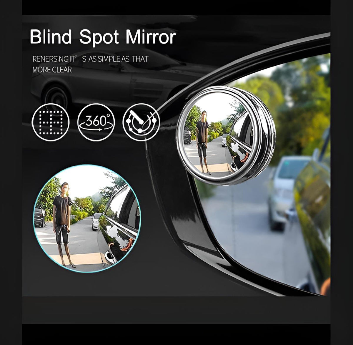 Round blind spot mirror pair, car driving safety accessory