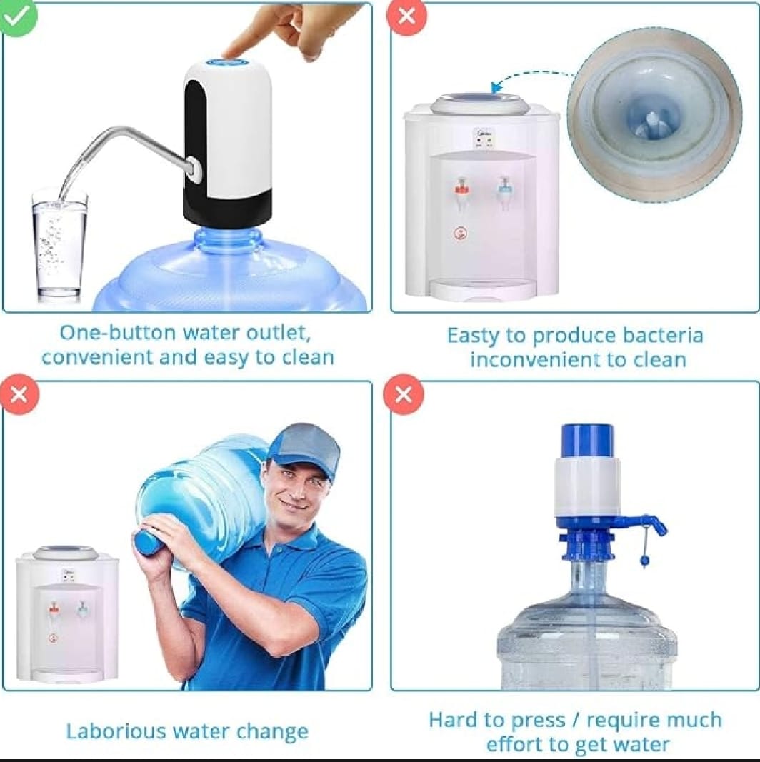Electric water dispenser pump top push-button and USB charging detail