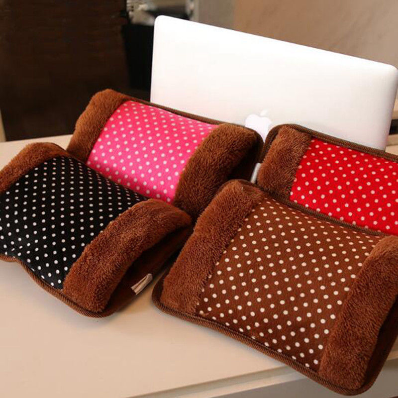 Electric heat bag with plush hand-warmer pocket and charging cable