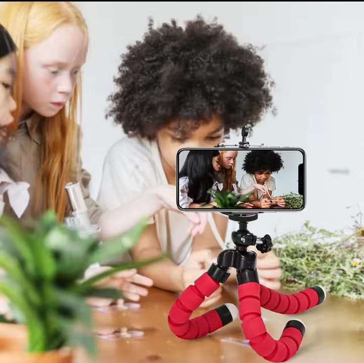 Portable mini tripod with carry bag, phone holder and flexible legs