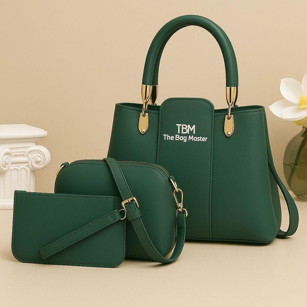 Women's Rexine Plain Hand Bag Set