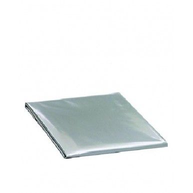 Silver waterproof AC dust cover folded flat, as packed in the box