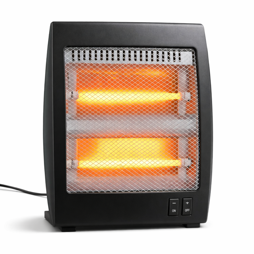 Electric quartz room heater 800W black, front view