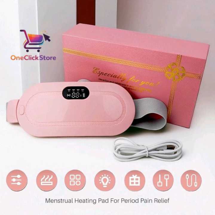 Period cramp relief belt — soft fabric heating pad with adjustable elastic waist strap