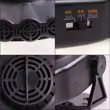 Compact black 200W car heater and cooling fan with rotary holder