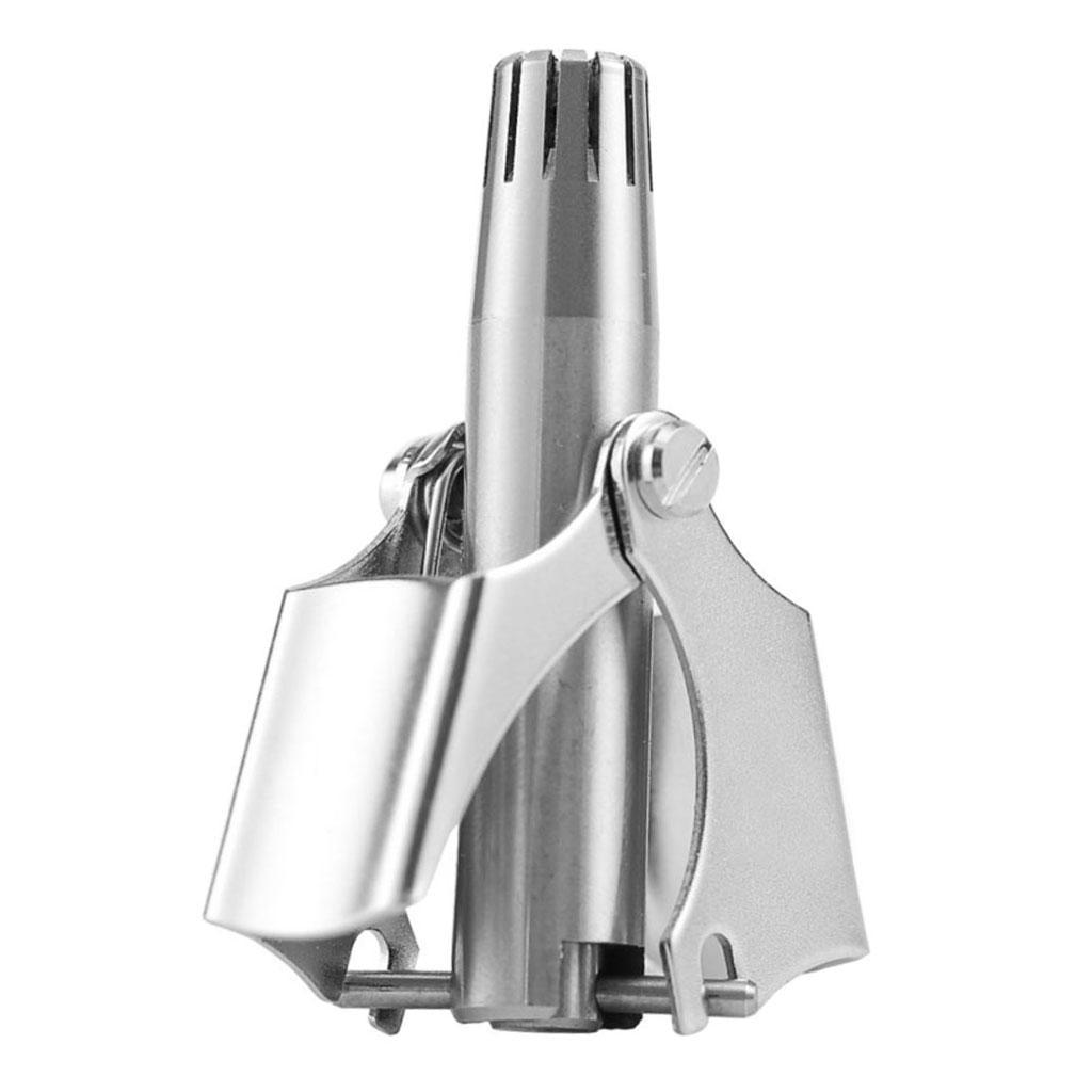 Stainless steel manual nose hair trimmer — product shot showing vertical blade slots