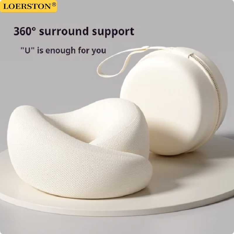 Memory foam neck pillow U-shaped travel pillow with travel case