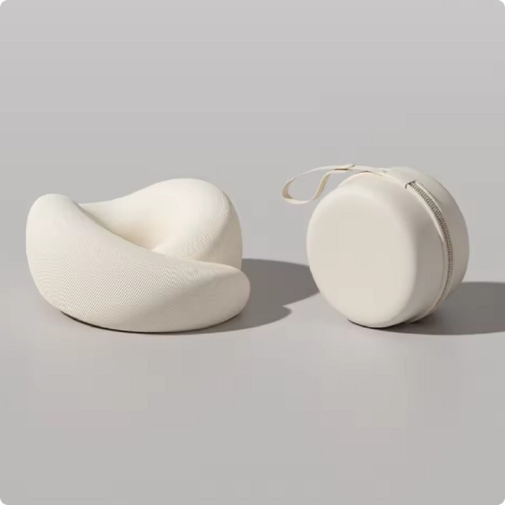 Memory foam neck pillow beige white variant