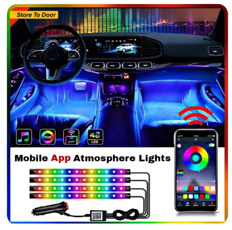Four LED light bars with cigarette lighter control box for car