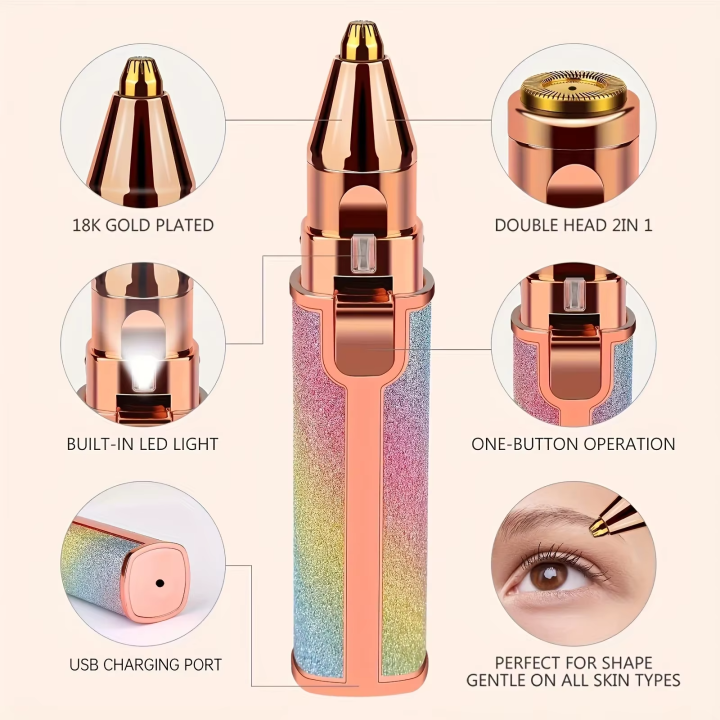 2-in-1 Electric Eyebrow Trimmer with LED Light