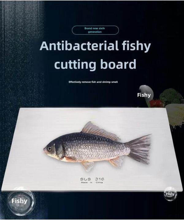 Antibacterial titanium cutting board with whole fish – removes fish and shrimp smell