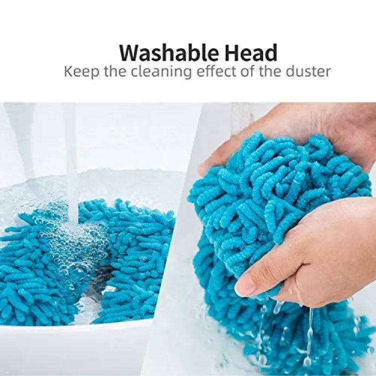 Bendable chenille duster head in S curve on fan blade detail