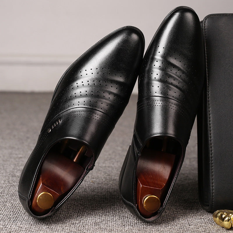 Casual pointed toe shoes men leather shoes men - PrimeKart Pakistan