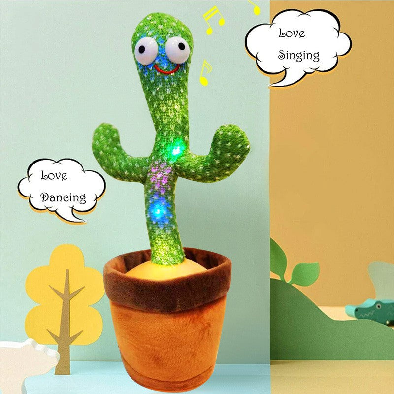 Green dancing cactus plush toy singing and dancing