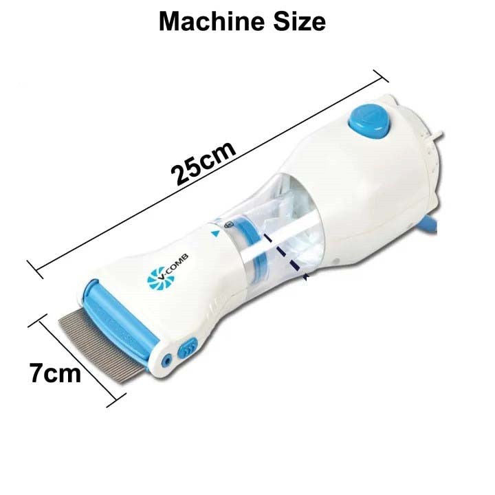 V-Comb machine size: 25cm long, 7cm wide