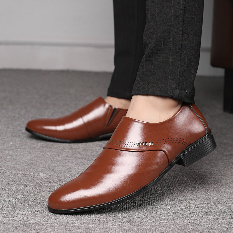 Casual pointed toe shoes men leather shoes men - PrimeKart Pakistan