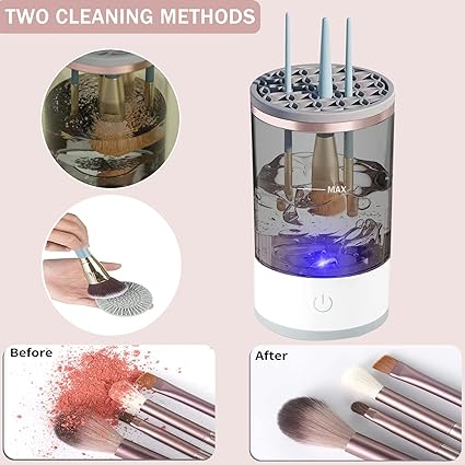 Electric brush cleaner with silicone cleaning mat and white base