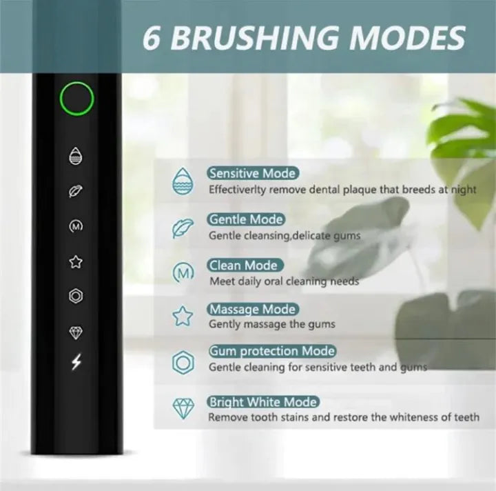 X-3 toothbrush with brush heads and box contents layout