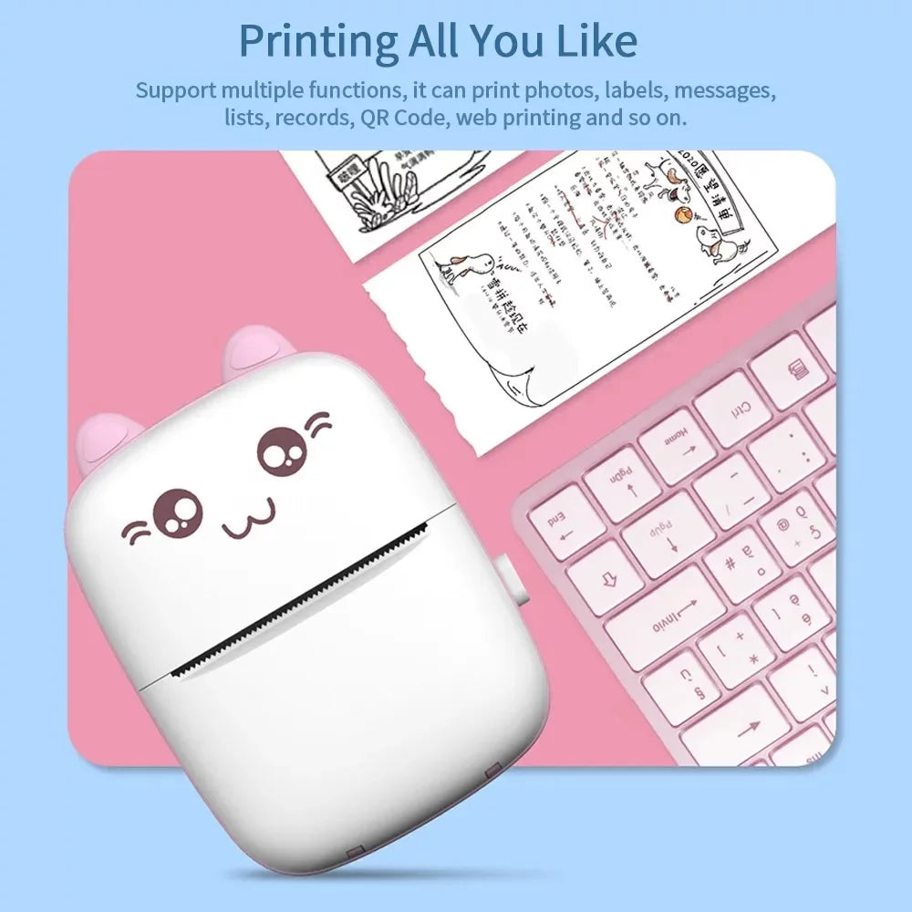 Mini inkless thermal printer connected to a smartphone app