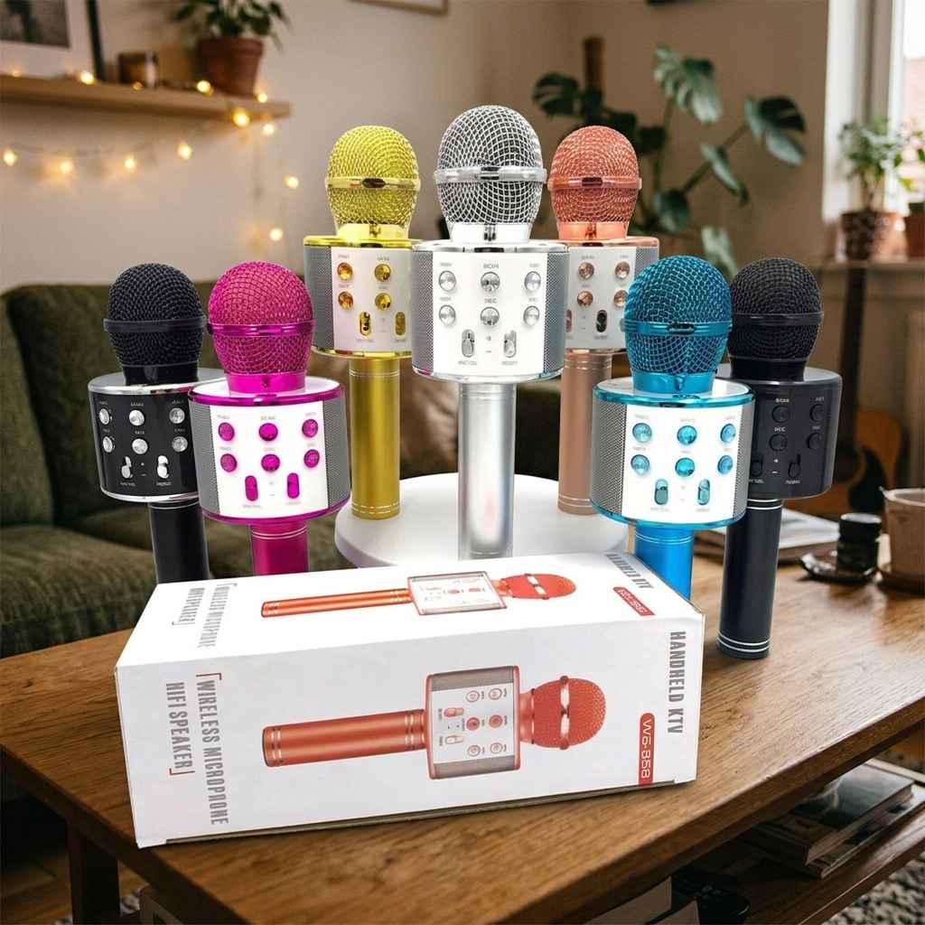WS-858 karaoke microphone handheld with control buttons