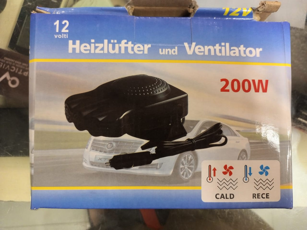 12V car heater fan with cigarette lighter plug and dashboard mount