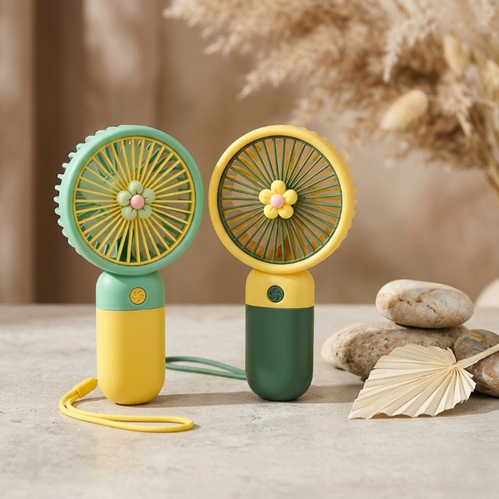USB rechargeable handheld mini fan with desk stand