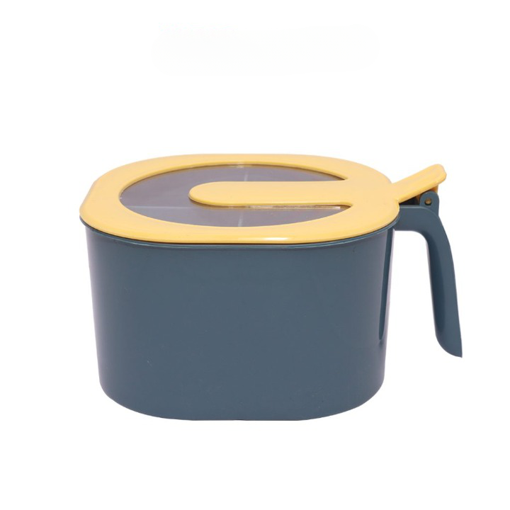 Square masala spice container with lid and scoop arrangement