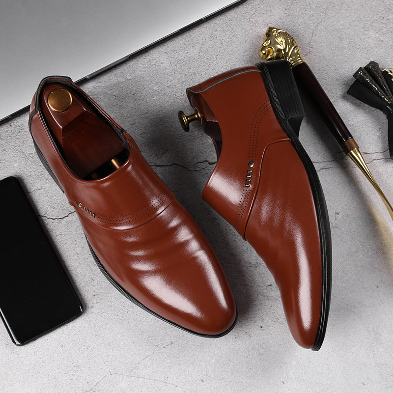 Casual pointed toe shoes men leather shoes men - PrimeKart Pakistan