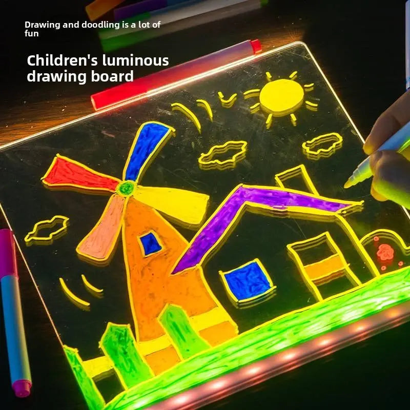 Kids glow drawing board, wipe-clean acrylic panel