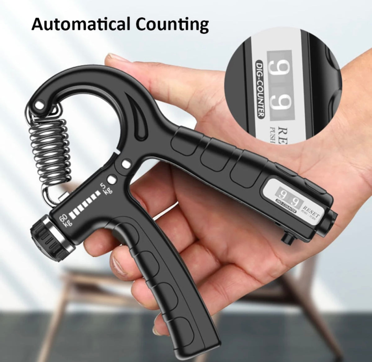 Counting hand gripper for hand, finger, wrist and forearm exercise
