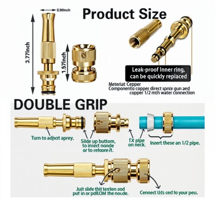 Brass sprayer nozzle watering garden plants with a gentle stream